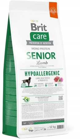 Сухий корм Brit Care Hypoallergenic Senior з ягнятиною для літніх собак, 12 кг