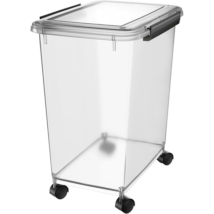 Контейнер для корму для собак Cetomo 32L (3 шт.) з роликами, герметичний, з силіконовим ущільнювачем, з застібками, прозорий, 32л (12кг)