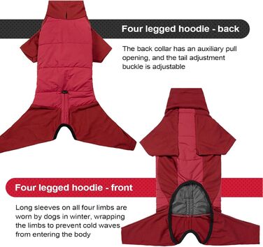 Зимовий одяг для собак, теплий, вітронепроникний зимовий пуховик з коміром, регульований, для маленьких, середніх та великих собак, для прогулянок, хаджінгу та кемпінгу, сірий, розмір L (червоний, розмір L)