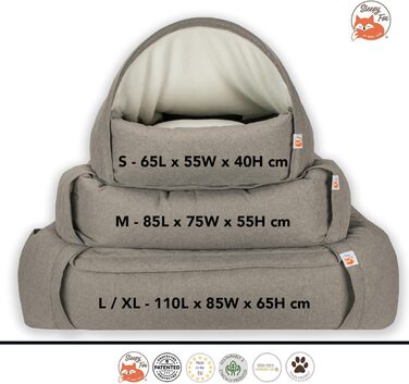 Sleepy Fox® Преміум ліжко-печера для собак та котів - нагороджений дизайн (Large/XL: 110x85x65 см, Кремовий жаккард)