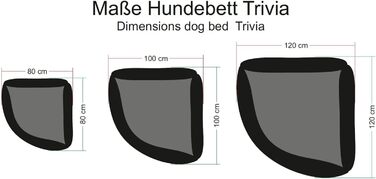 Ортопедичне ліжко для собак Tierlando® Trivia, 80x80 см, чорний колір, з віско-матрацом, міцний поліестер