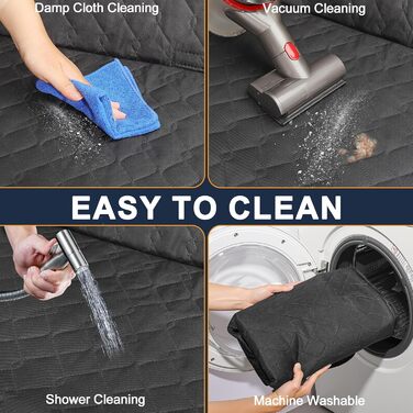 Захисний чохол на заднє сидіння автомобіля для собак, водовідштовхуючий, антиковзний, з 2 ременями безпеки, чорний