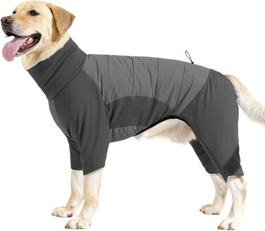 Зимовий теплий одяг для собак: тепла куртка з високим коміром для цуценят та собак великих, середніх та малих порід, для прогулянок, халупництва, походів, сірого кольору, розмір L