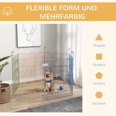 PawHut вольєр для цуценят, металевий, кольоровий, Ø120 x H60 см