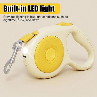 Висувна поводок для собак, 5м, міцний нейлоновий поводок з LED-підсвічуванням, безпечна заплутуванням, висувний поводок для собак маленьких та середніх порід вагою до 50кг