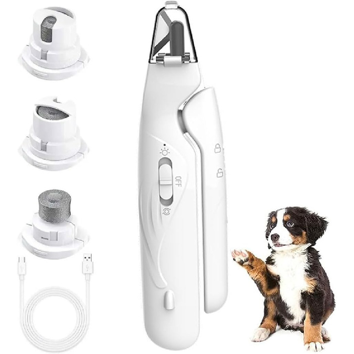 Полірувач нігтів для тварин 2-в-1 з LED-підсвічуванням, триммер для собак та котів, USB-зарядка
