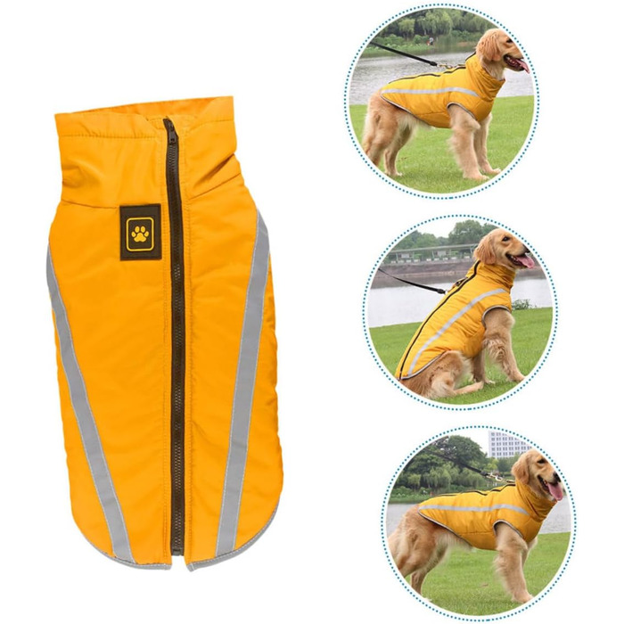 Легкий та міцний теплий зимовий накид для собак BESTonZON з світловідбиваючими смугами. Підходить для великих собак, захищає від негоди. Ідеальний для прогулянок.