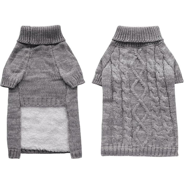 В'язаний пуловер для собак, теплий та м'який, для зими, цуценят та котів (S, M), сірий