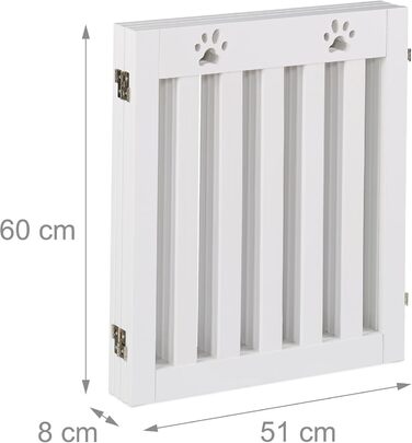Захисний бар'єр для собак Relaxdays, 60 x 204 см, самостійно встановлюється, складаний, MDF, білий