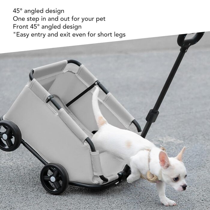 Дитяча коляска для собак, 4-колісна ручка, регульована коляска для малих та середніх собак, візок для джогінгу з собакою, коляска, водонепроникна з м'якою оббивкою сірого кольору