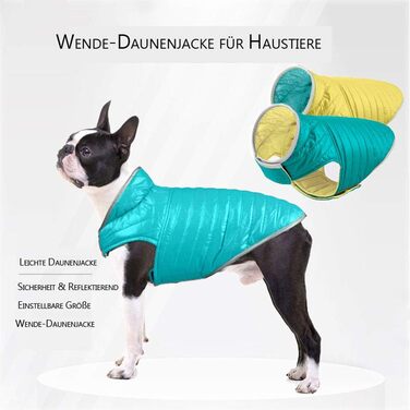 Зимова куртка для собак - тепла безрукавка з водонепроникним покриттям та світловідбиваючими елементами. Ідеальна для осені та зими. Кольори: блакитний + жовтий