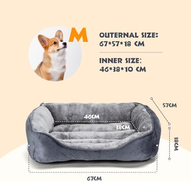 Ліжко для собак Nobleza 67x57 см, нековзке, суперм'яке, наповнювач з волокна, пране, для малих і середніх собак та котів