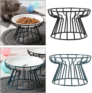 Підвищений миска для котів LOVIVER 2 шт. з кераміки, проти блювоти, захист шийного відділу хребта, неслизький, на підставці