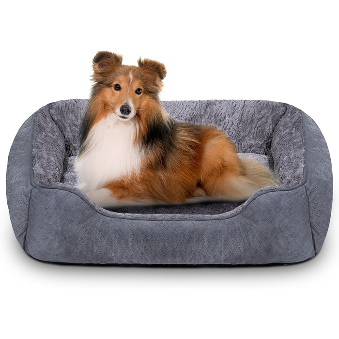 Крісло-ліжко для собак великих порід, м'яке, тепле, сіре, 76x61x23 см, з антиковзною основою