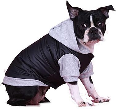 Зимовий теплий одяг для собак Doggy Dolly W109 - куртка з капюшоном, чорно-сіра, розмір XXL