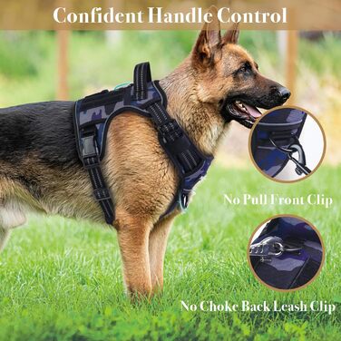 Шлейка для собак Funfox для великих собак, не тягне, тактична, міцна, регульована, дихаюча, камуфляж, фіолетовий, розмір L