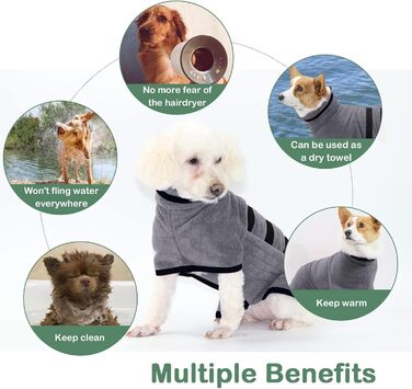 Рушник для собак з мікрофібри, для лап – швидковисихаючий рушник для собак, рушник для миття собак, рушник для домашніх тварин з магнітною стрічкою, для дому (L, сірий)