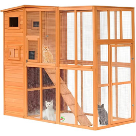 Кітложка InTheMarket з великим вольєром, повністю закрита, багатоповерховий будиночок, міцна конструкція, асфальтовий дах, 190 x 84 x 175 см