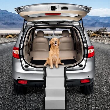 Рампа для собак у машину, складана, регульована висота, до 75 кг (чорний/світло-сірий)