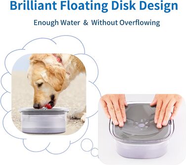 Миска для води для собак Decyam, 2L, не протікає, анти-розбризкування, срібна