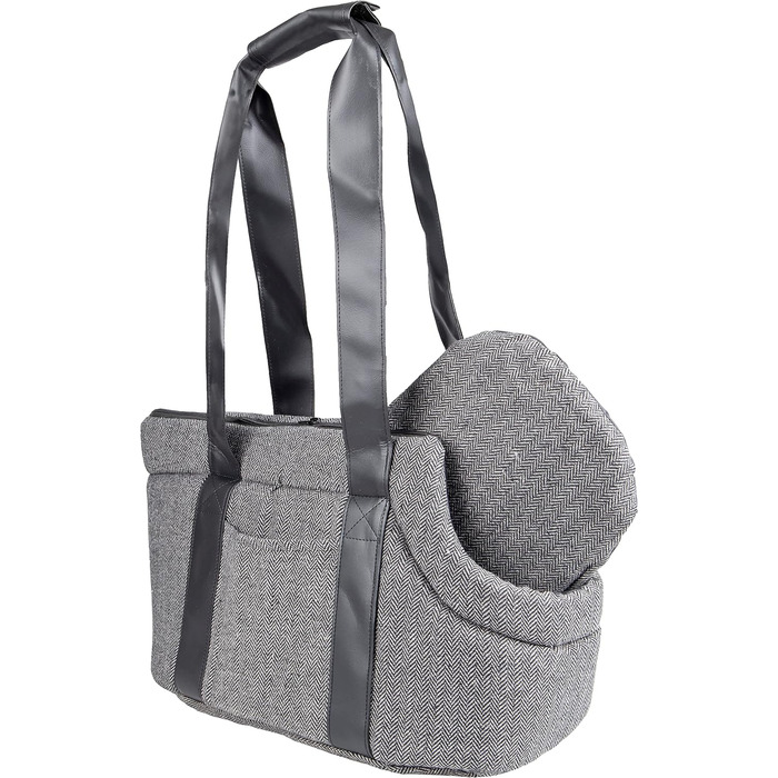 Сумка для собак Danira сірого кольору – 50x24x26см – поліестер, знімний килимок та дно, страховочна стрічка, кишеня, легко миється