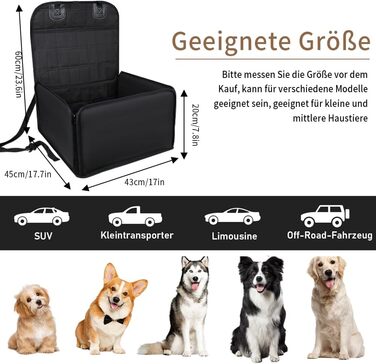 Автомобільний аксесуар для собак CUEMOON: стійкий кріплення на заднє сидіння для малих та середніх собак, чорного кольору