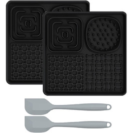 Лежак-іграшка для собак та котів з силікону, 20 см, повільний годівник, з лопаткою, чорний