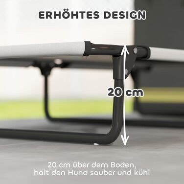 PawHut Лежанка для собак на вулицю, піднята лежанка для великих собак, складана, з металевим каркасом та сіткою, для відпочинку на вулиці та кемпінгу, 107x61x20 см, світло-сіра