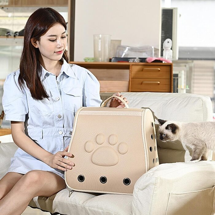 Транспортна сумка для котів та домашніх тварин, дихаюча переноска для котів, маленька переносна сумка для котів та собак, зручна сумка для тварин у подорож (хакі)