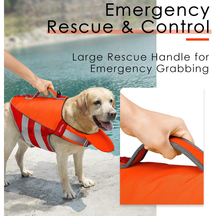 ThinkPet Жилет рятувальний для собак, світловідбиваючий, з регулюванням, поплавці (Оранжевий, Червоний, Розмір S)