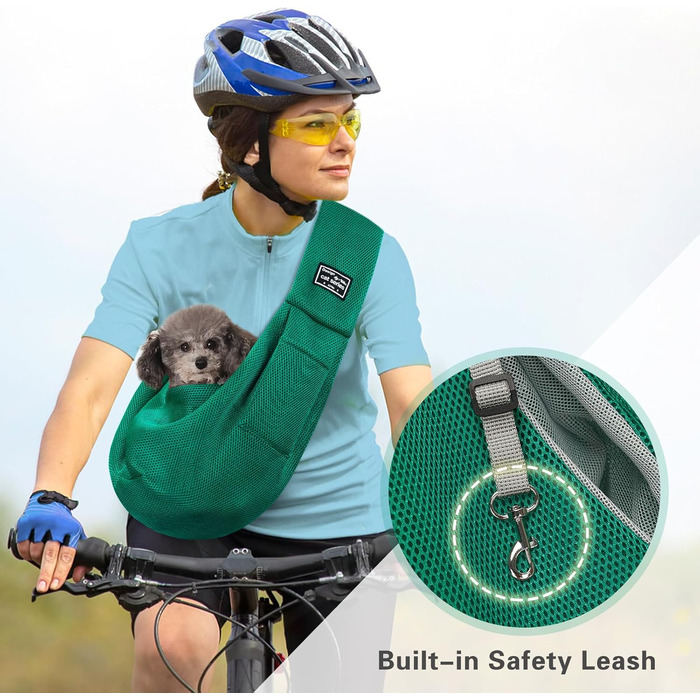 Переноска для собак Classycoo - дихаюча сітка, для котів та собак, з кишенею та страхувальним ремінцем, до 8 кг (М'ятно-зелений)