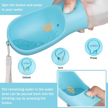 Поїлка для собак Zivacate 600 мл з контейнером для корму та пакетиками для відходів - блакитна