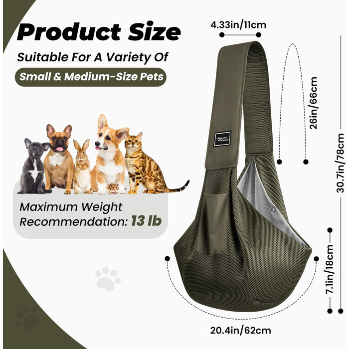 Сумка-переноска для собак та котів, армійний колір