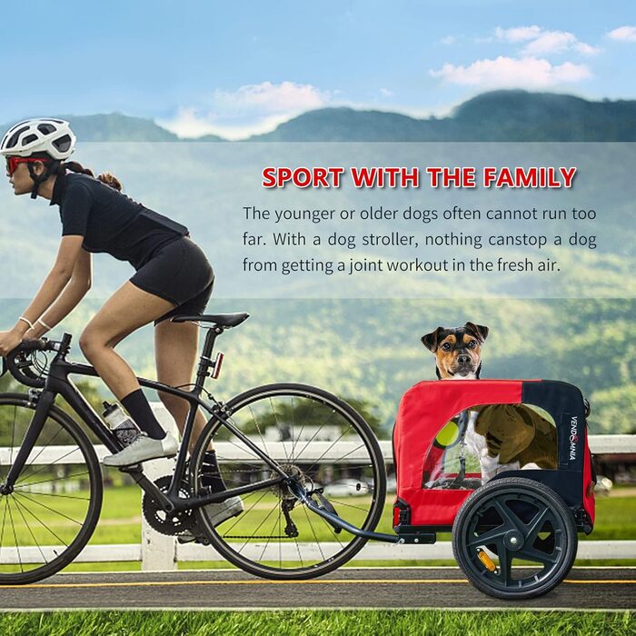 Фаркоп для велосипеда SogesHome: Перевезення собак, XXL, 600D Oxford, Червоно-Чорний