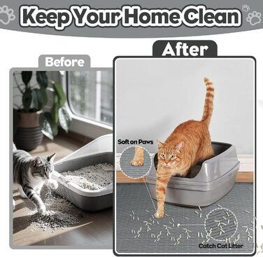 Килимок для котячого туалету Bartuke Katzenklo Matte, великий розмір 101 x 71 см, силіконовий, для контролю розсипання, м'який для лап котів, легко миється (Зелений)