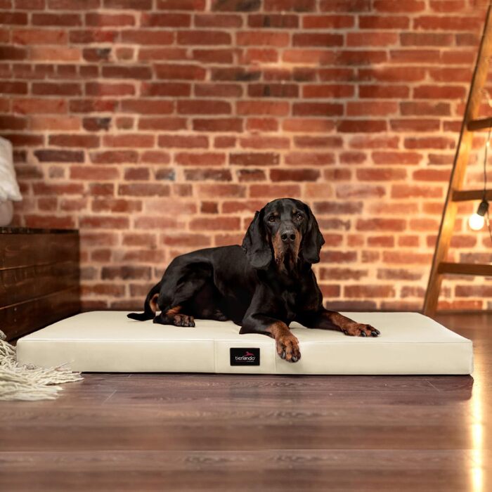 Ортопедичний лежак для собак Tierlando Alice Easy CLEAN з штучної шкіри, віскоеластичний, 100x80 см, колір: кремовий
