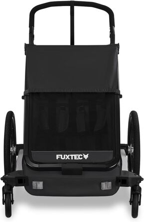 Фуктек Причіп для велосипеда Sportfux на 2 місця, з кишенькою, світловідбивачами, ручкою, захистом від дощу та сонця, складний, фіолетовий FX-FA1 (чорний)