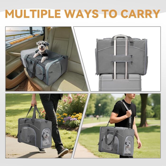 Транспортна сумка для собак та котів Petsfit 55x40x23 - переноска для тварин в літак, авто, поїзд (сірий)