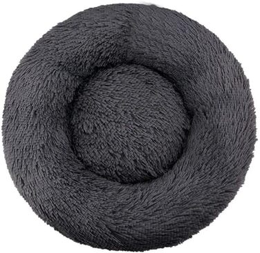 Кругле ліжко для собак та котів Zentaurus, плюшеве, м'яке та пухнасте (Light Apricot, 60 см) та (Dark Grey, 70 см)