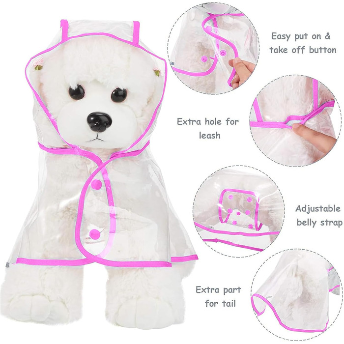 Дощовик для собак PETCUTE, водонепроникний, з капюшоном, PVC, дихаючий, для середніх та великих собак, рожевий