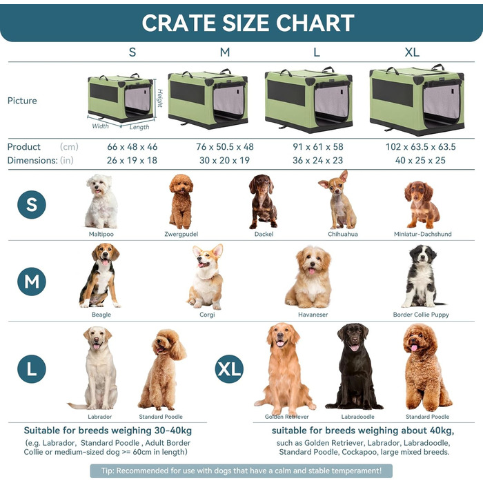 Переносна будка для собак Petsfit, велика, зелена, 90x60x59 см