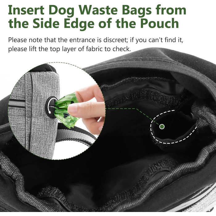 Преміум сумка для собачих ласощів для дресирування, велика місткість, сумка для прогулянки з тримачем для пакетів, регульований ремінь, сумка для цуценят, бананка для собак
