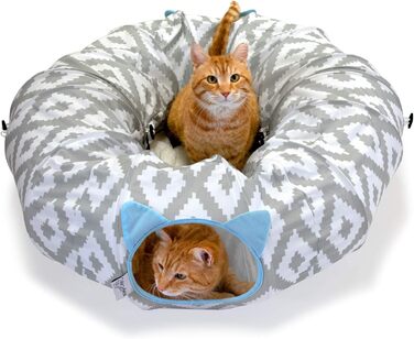 Kitty City Велике тунельне ліжко для котів, біле, іграшка та спальне місце для котів, поп-ап конструкція