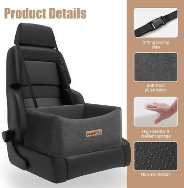 Автокрісло для собак середніх порід до 15 кг з ременем безпеки, сіре, знімний та миючий чохол