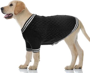 Чорний вовняний пуловер для собак Liebedd, 3XL - пуловер для дрібних та середніх порід (Даксель, Віндгорн)