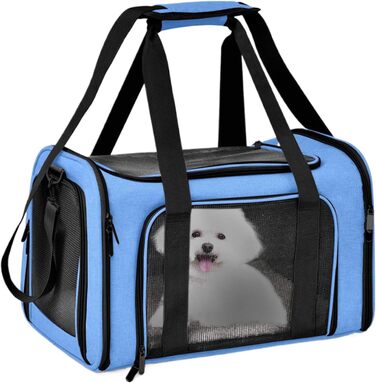 М'яка переноска для котів та собак, дихаюча сумка-переноска для подорожей, блакитна