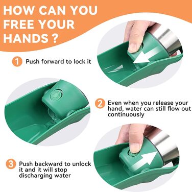 Водяна пляшка для собак, 765 мл, нержавіюча сталь, не протікає, для прогулянок та активного відпочинку (зелена, 1 шт)