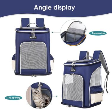 PETCUTE Рюкзак для собак і котів, дихаючий, з висувною підстилкою, прозоре вікно, складний, з запобіжним тросом, для подорожей, Малахіт-зелений + Білий (Блакитний + Білий)