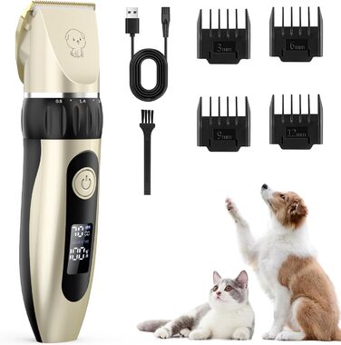 Професійний триммер для собак та котів YAZ EKY Leise - електрична машинка для стрижки з 4 насадками, для густого, кучерявого та довгого волосся