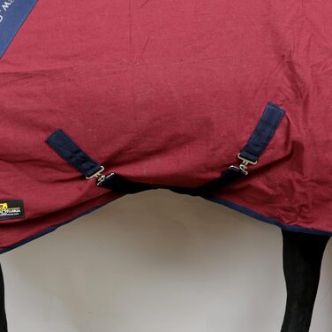 Літня повісь для коня Maddy 2, бавовняна легка та дихаюча стібленка для весни та літа з ременями та захистом хвоста (Бордовий/Синій, 128 см)